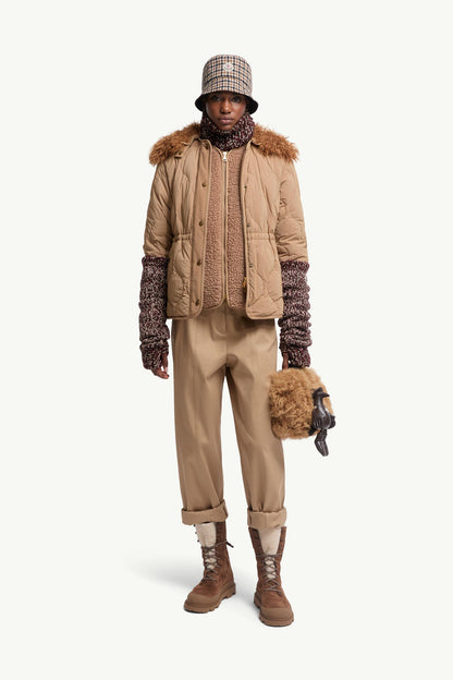 Moncler Straight Leg Cotton Gabardine Pants Beige Beige