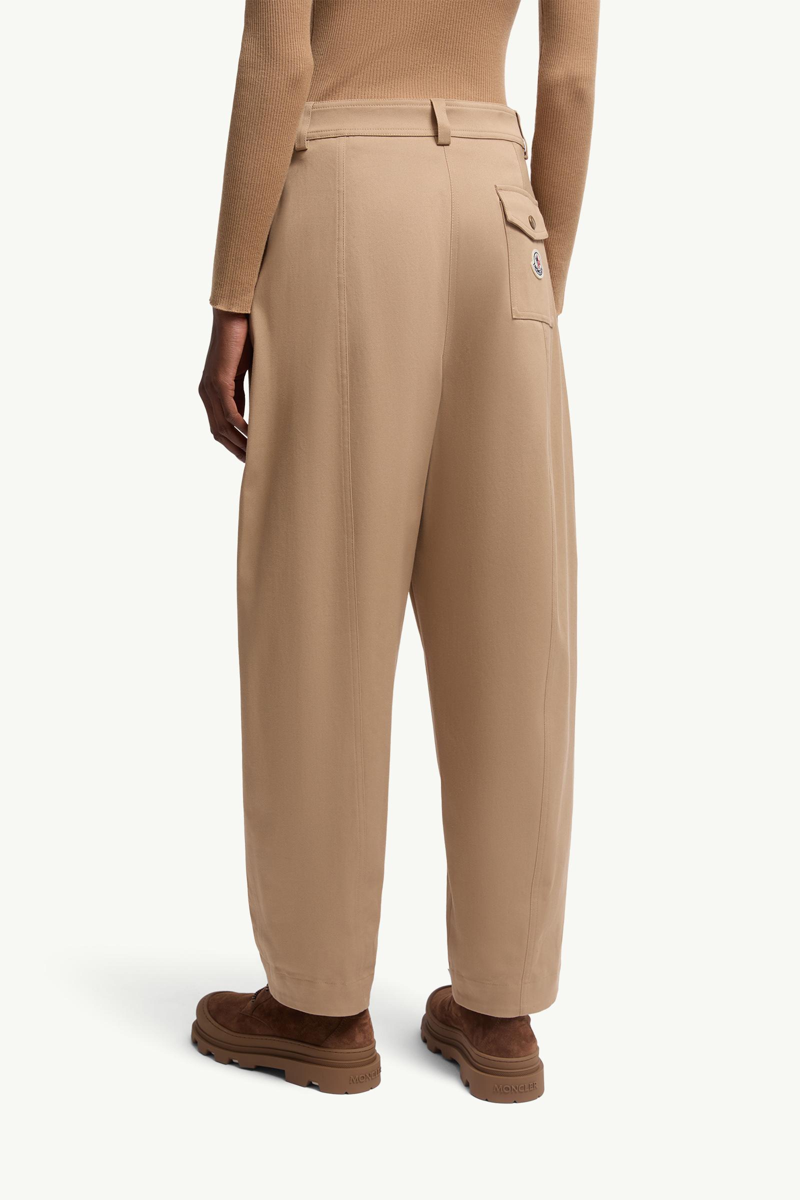 Moncler Straight Leg Cotton Gabardine Pants Beige Beige