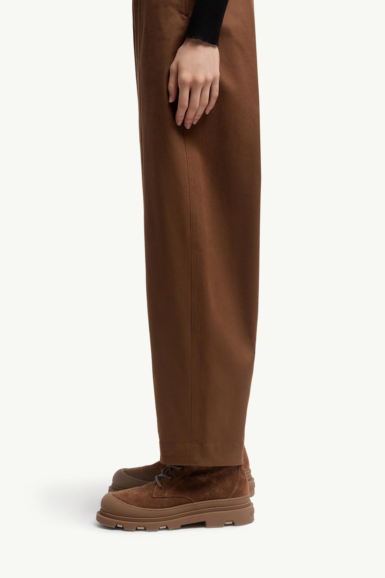 Moncler Straight Leg Cotton Gabardine Pants Brown Brown