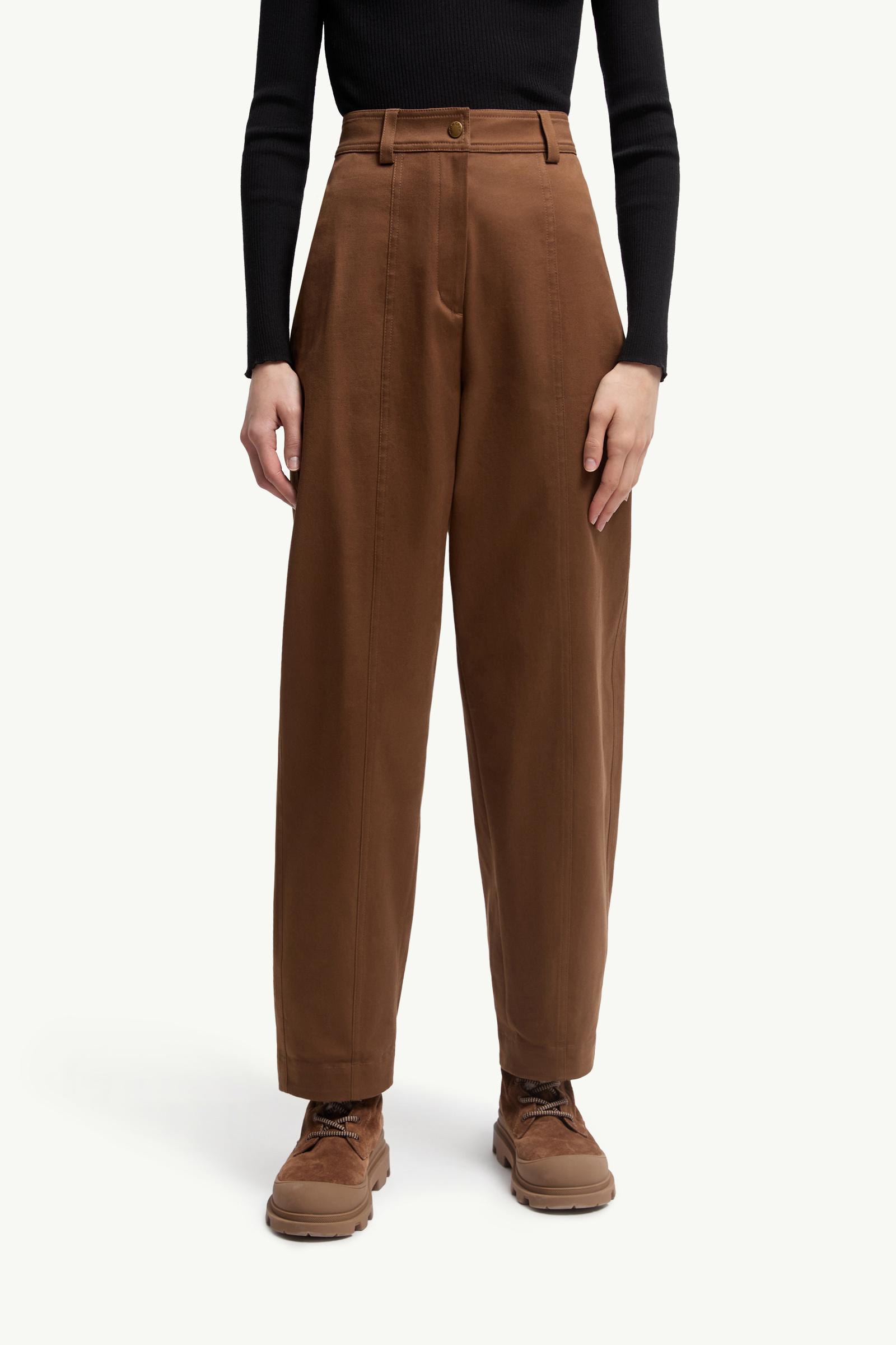 Moncler Straight Leg Cotton Gabardine Pants Brown Brown