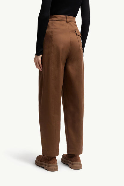 Moncler Straight Leg Cotton Gabardine Pants Brown Brown