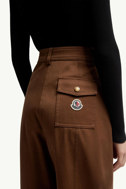Moncler Straight Leg Cotton Gabardine Pants Brown Brown