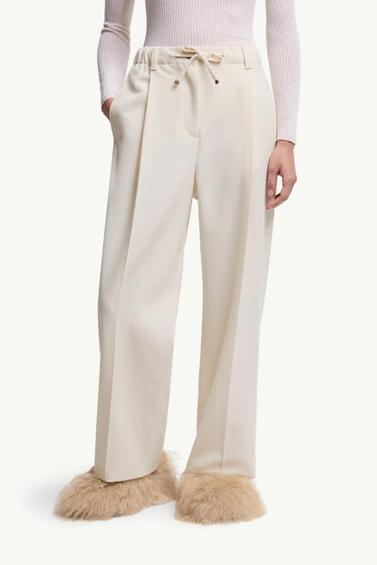 Moncler Wool Gabardine Tailored Pants White White