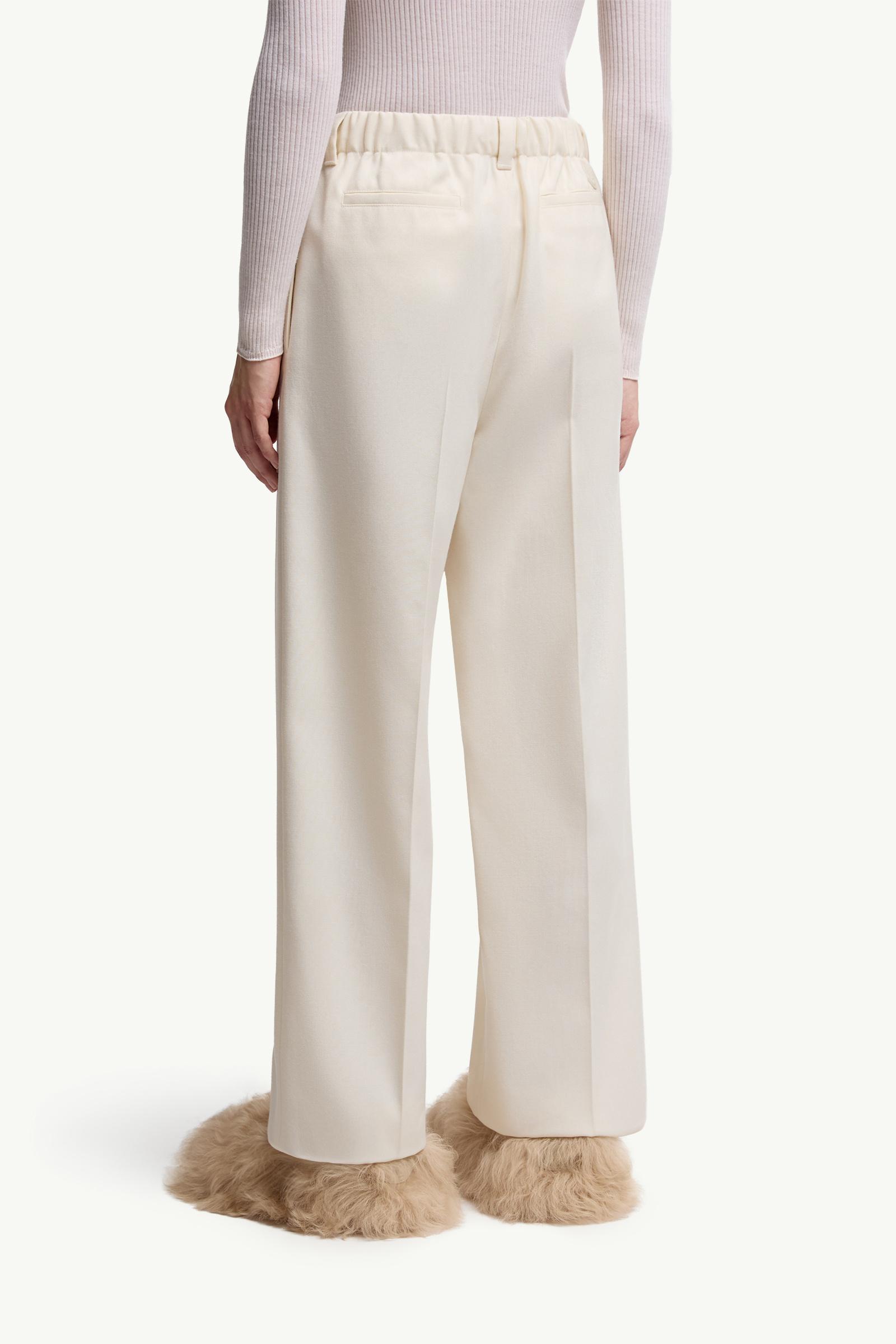 Moncler Wool Gabardine Tailored Pants White White
