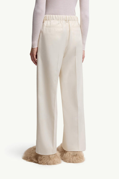 Moncler Wool Gabardine Tailored Pants White White