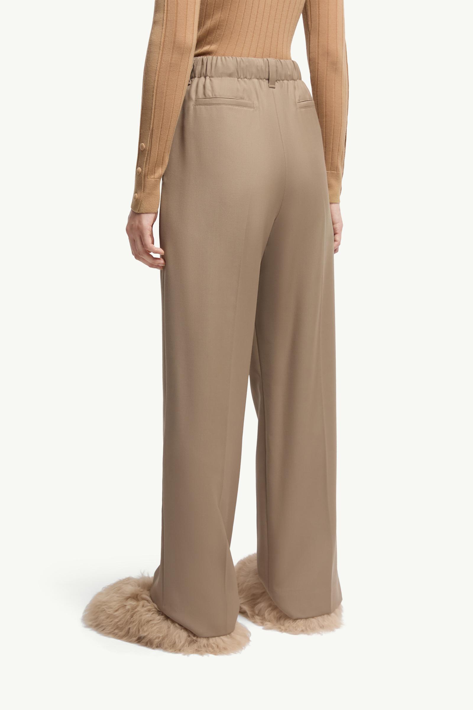 Moncler Wool Gabardine Tailored Pants Beige Beige