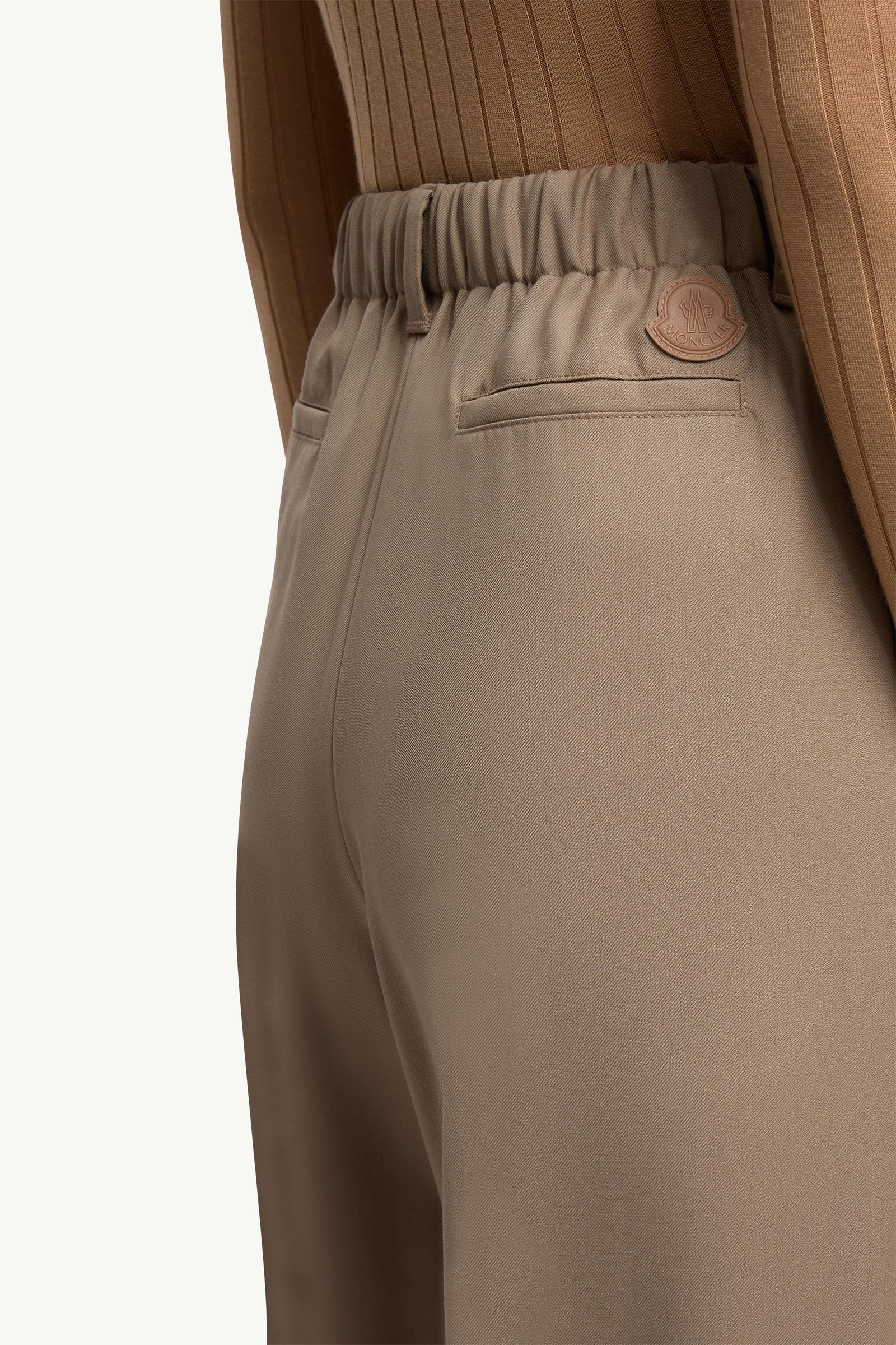 Moncler Wool Gabardine Tailored Pants Beige Beige