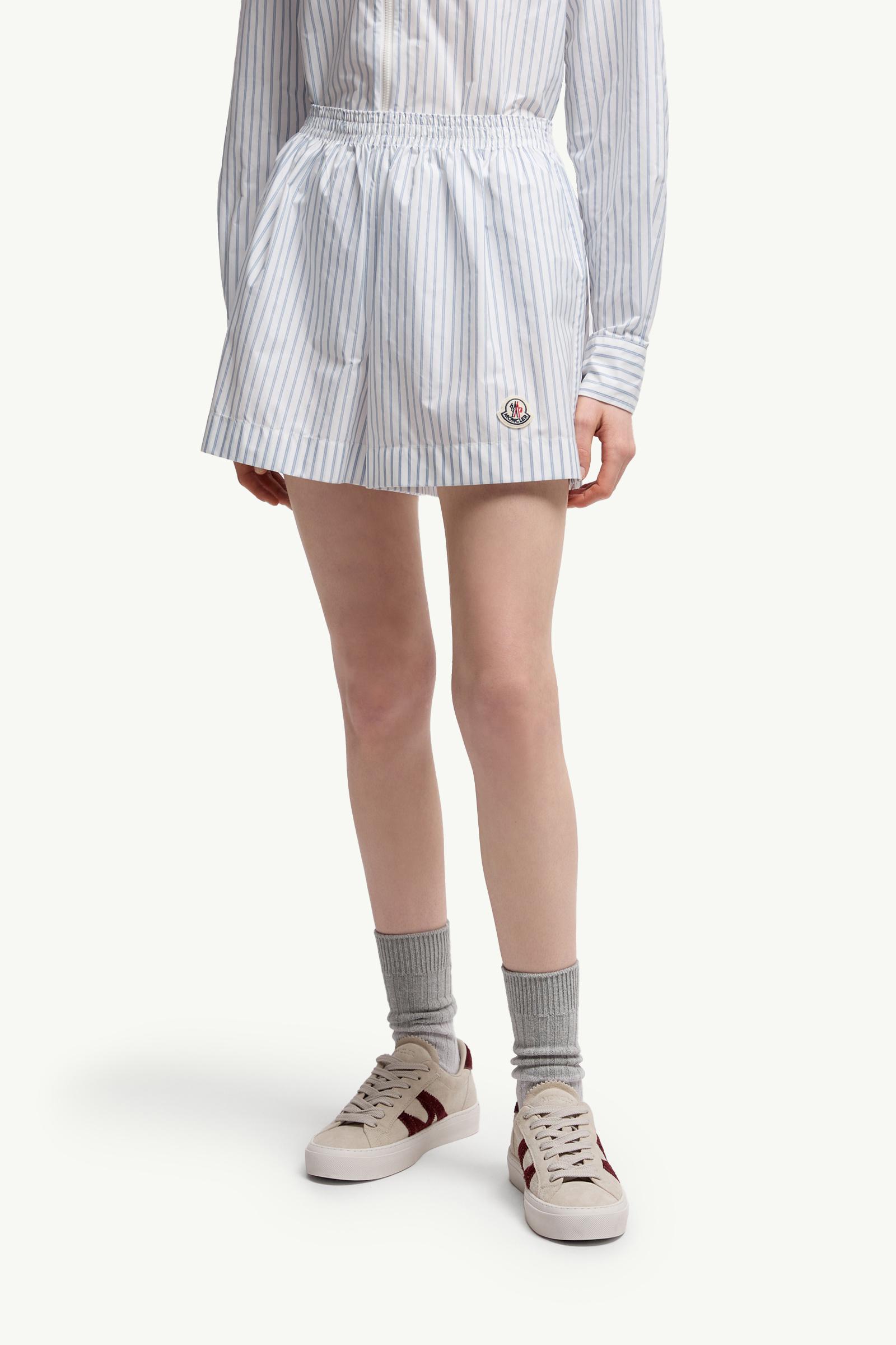 Moncler Striped Shorts White & Light Blue White & Light Blue