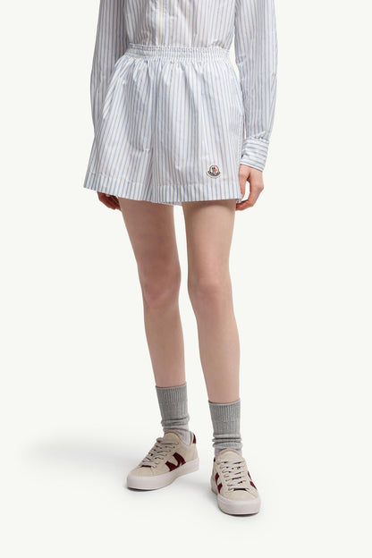 Moncler Striped Shorts White & Light Blue White & Light Blue
