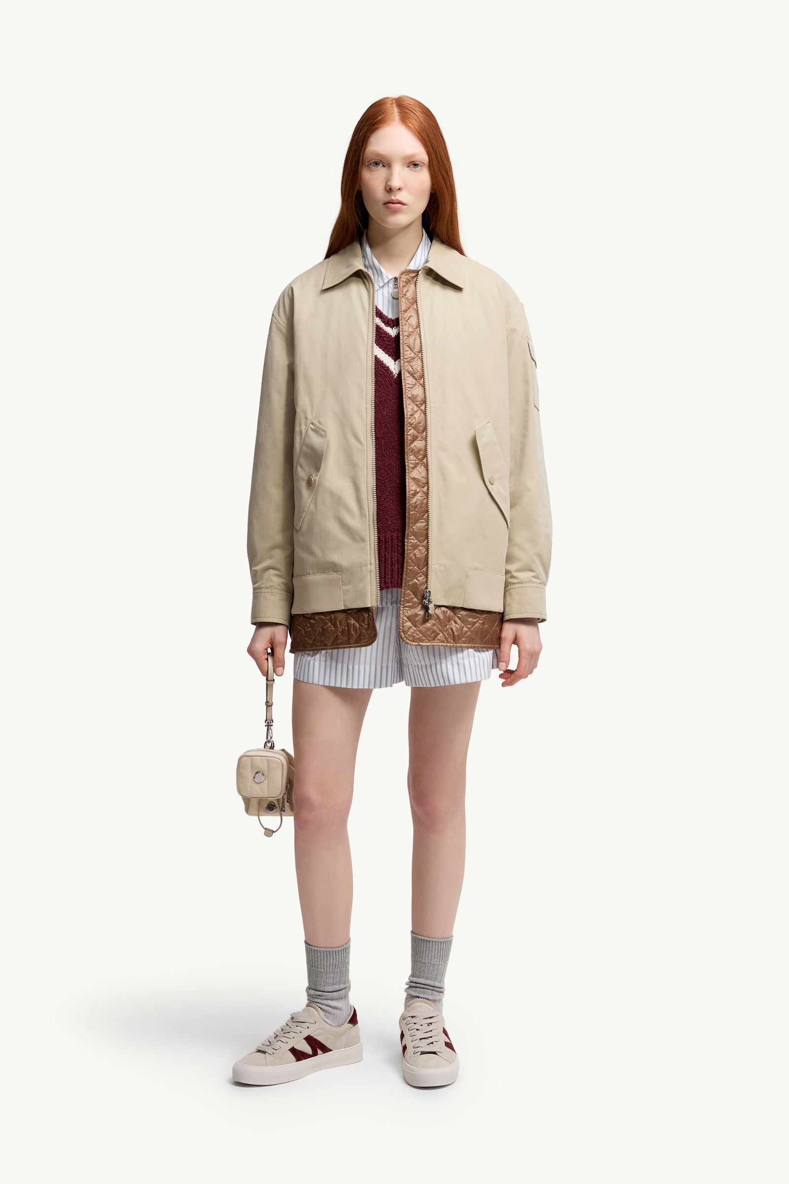 Moncler Striped Shorts White & Light Blue White & Light Blue