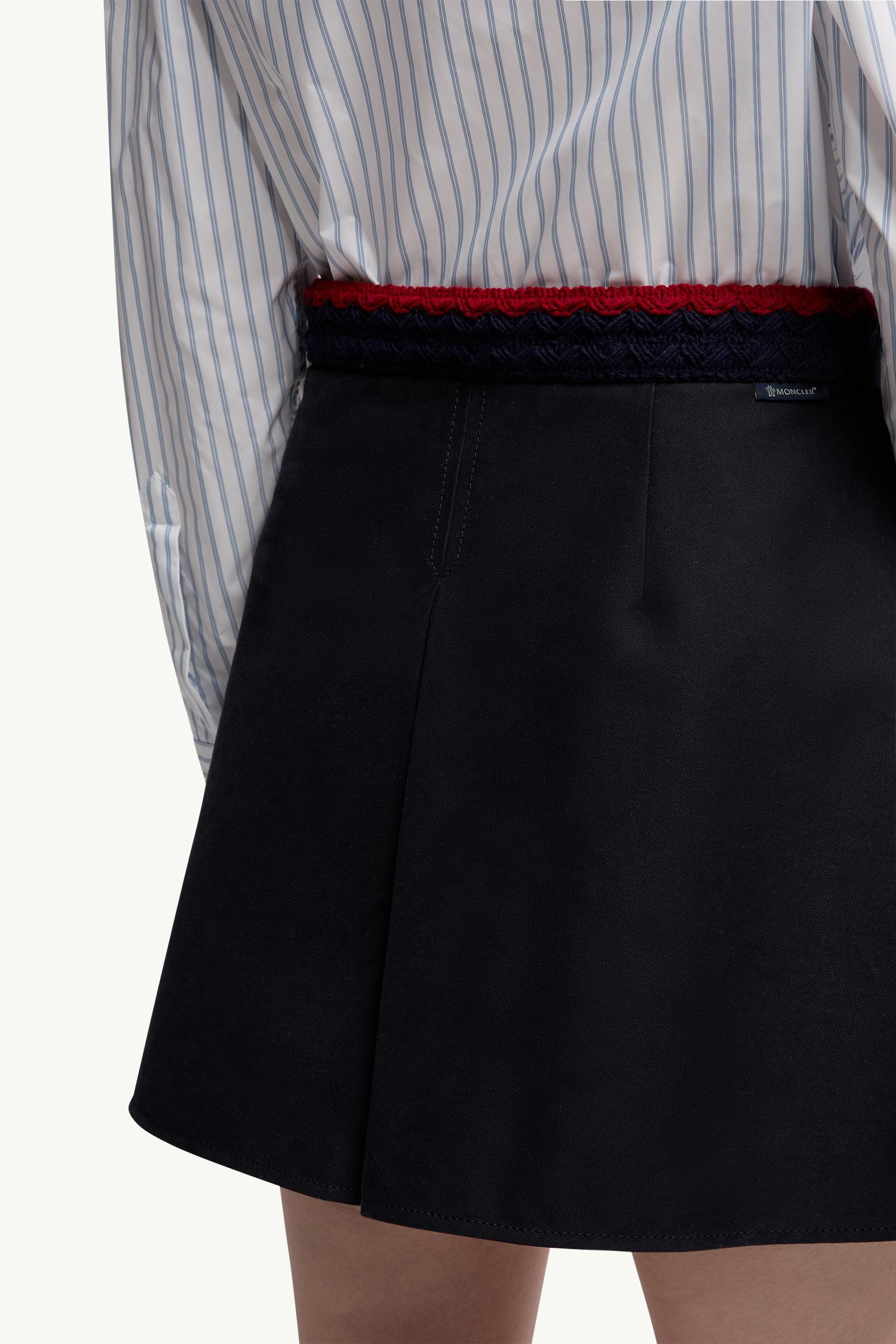 Moncler Cotton Gabardine Pleated Mini Skirt Navy Blue Navy Blue