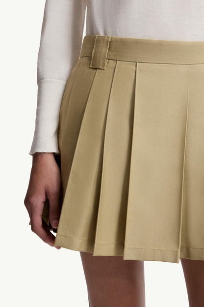 Moncler Pleated Cotton Blend Mini Skirt Beige Beige