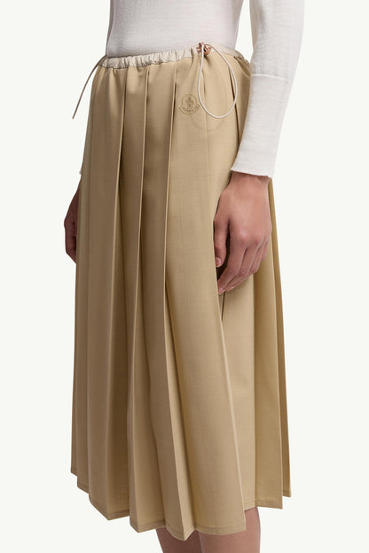 Moncler Pleated Midi Skirt Beige Beige