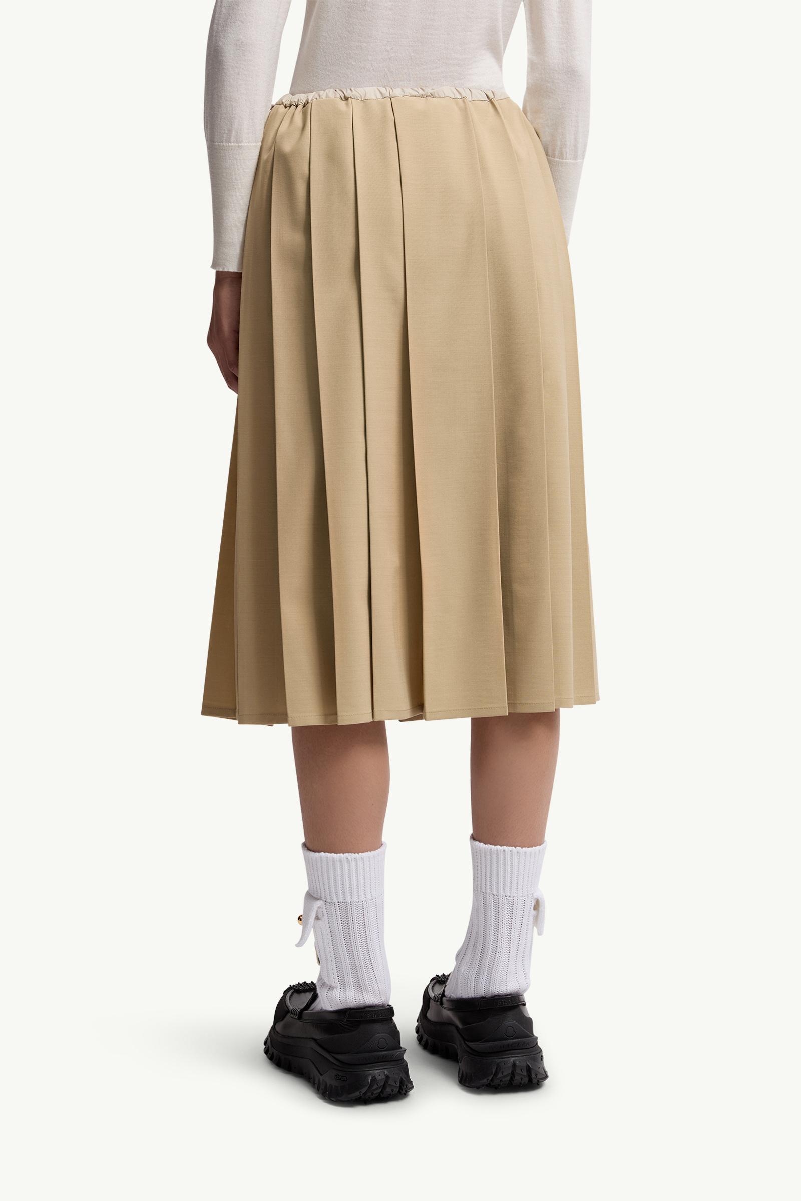 Moncler Pleated Midi Skirt Beige Beige