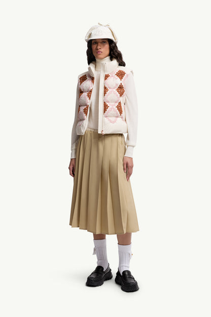Moncler Pleated Midi Skirt Beige Beige