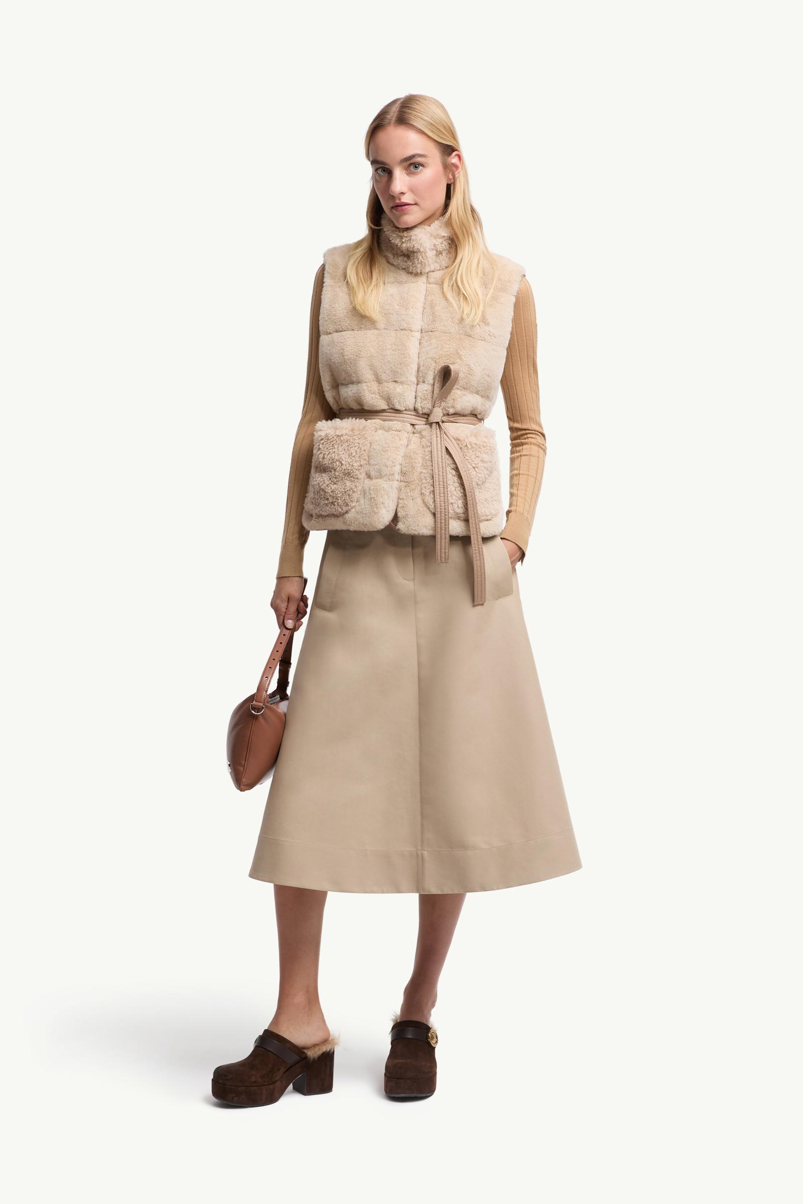Moncler Cotton Midi Skirt Beige Beige