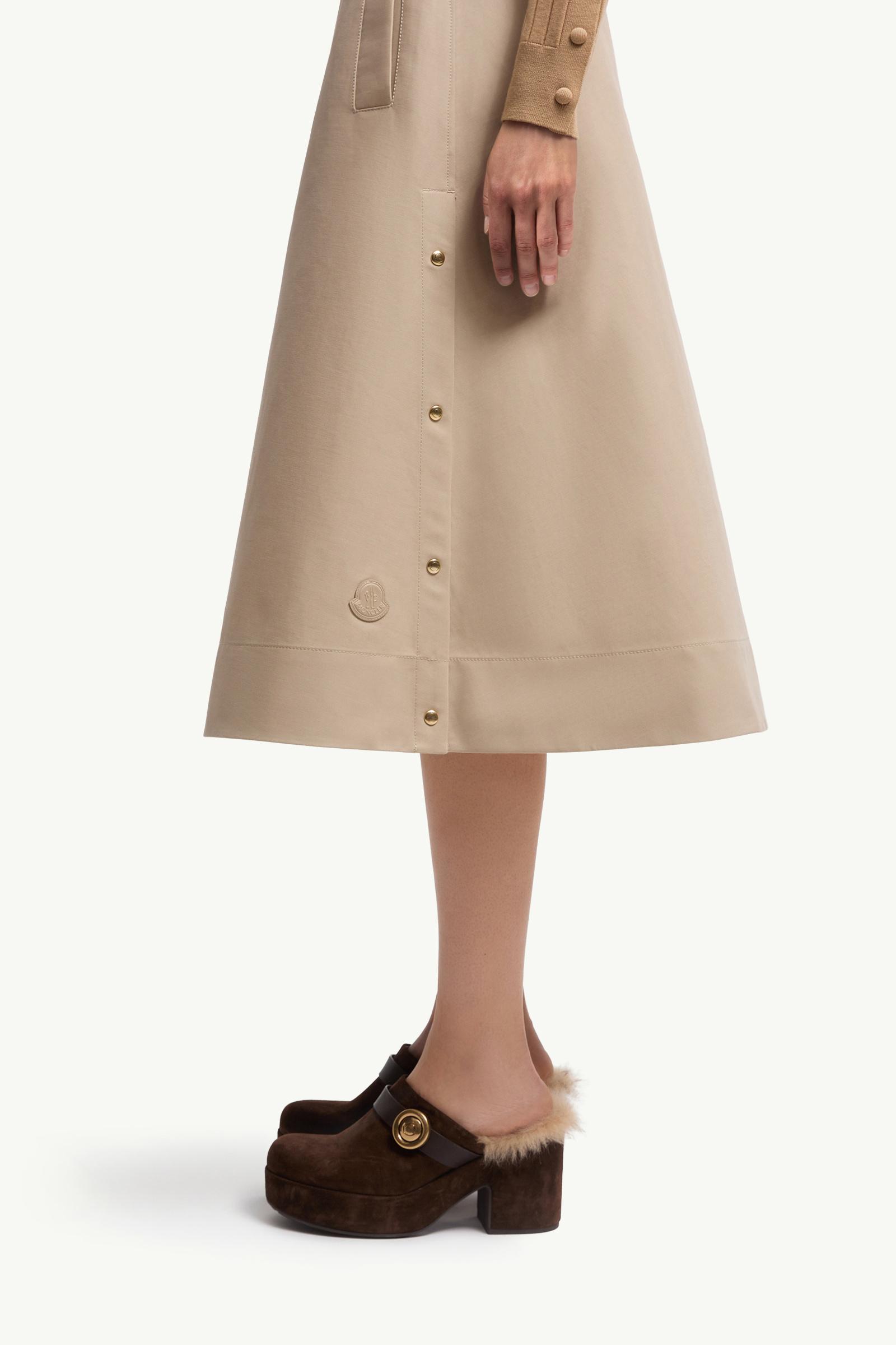 Moncler Cotton Midi Skirt Beige Beige