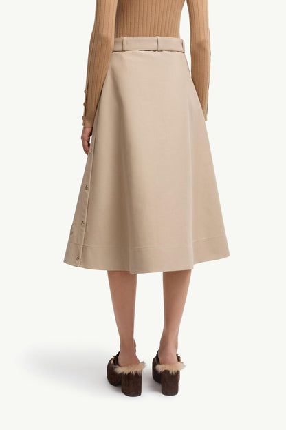 Moncler Cotton Midi Skirt Beige Beige