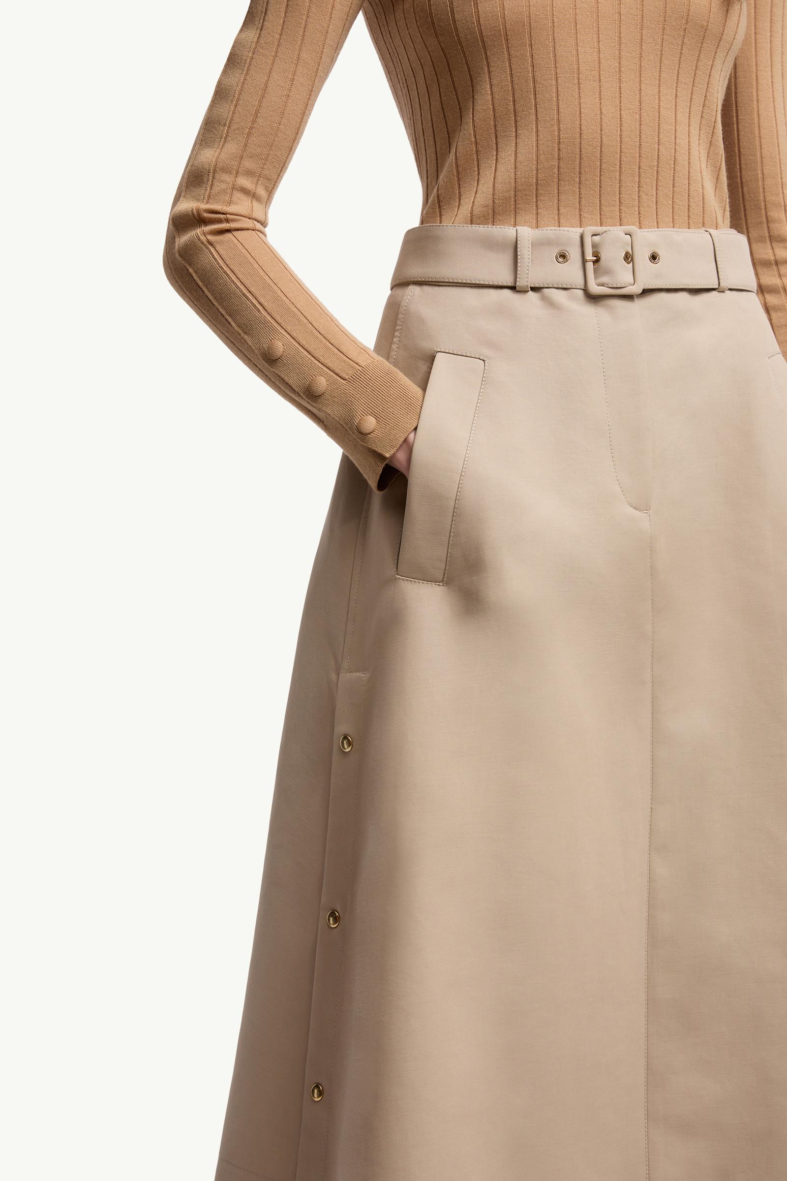 Moncler Cotton Midi Skirt Beige Beige