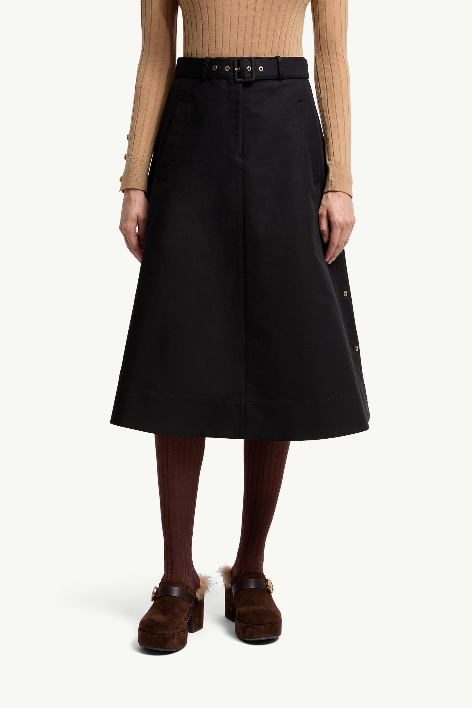 Moncler Cotton Midi Skirt Black Black