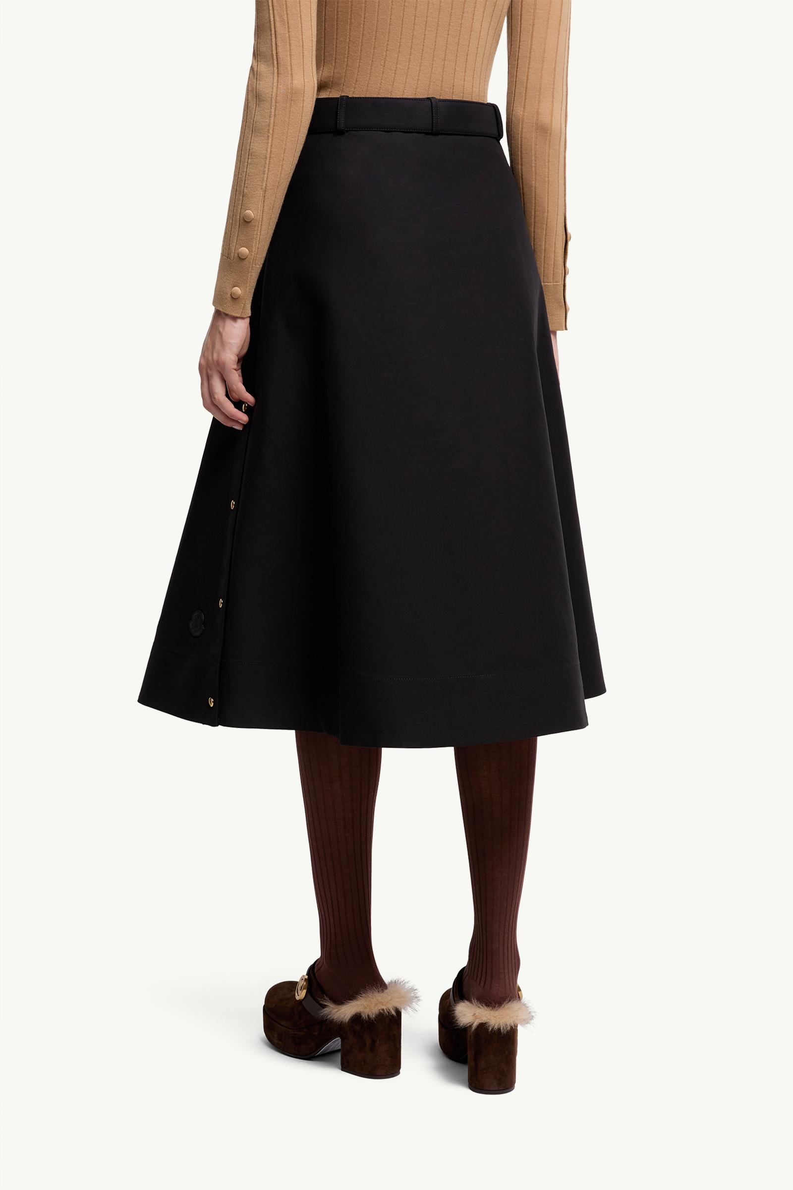 Moncler Cotton Midi Skirt Black Black