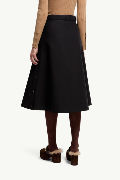 Moncler Cotton Midi Skirt Black Black
