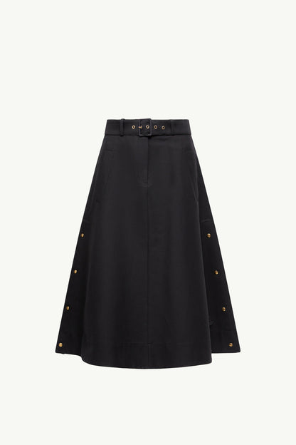 Moncler Cotton Midi Skirt Black Black