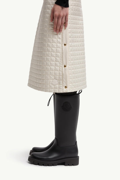 Moncler Square-Quilted Padded Midi Skirt Light Beige Light Beige