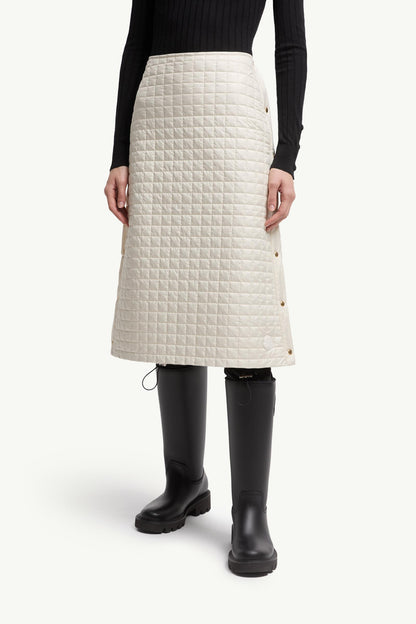 Moncler Square-Quilted Padded Midi Skirt Light Beige Light Beige