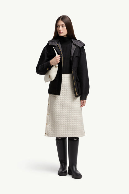Moncler Square-Quilted Padded Midi Skirt Light Beige Light Beige