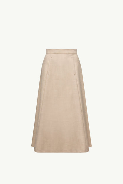 Moncler Mouliné Wool Midi Skirt Light Beige Light Beige