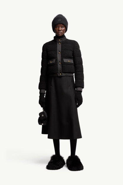 Moncler Mouliné Wool Midi Skirt Black Black