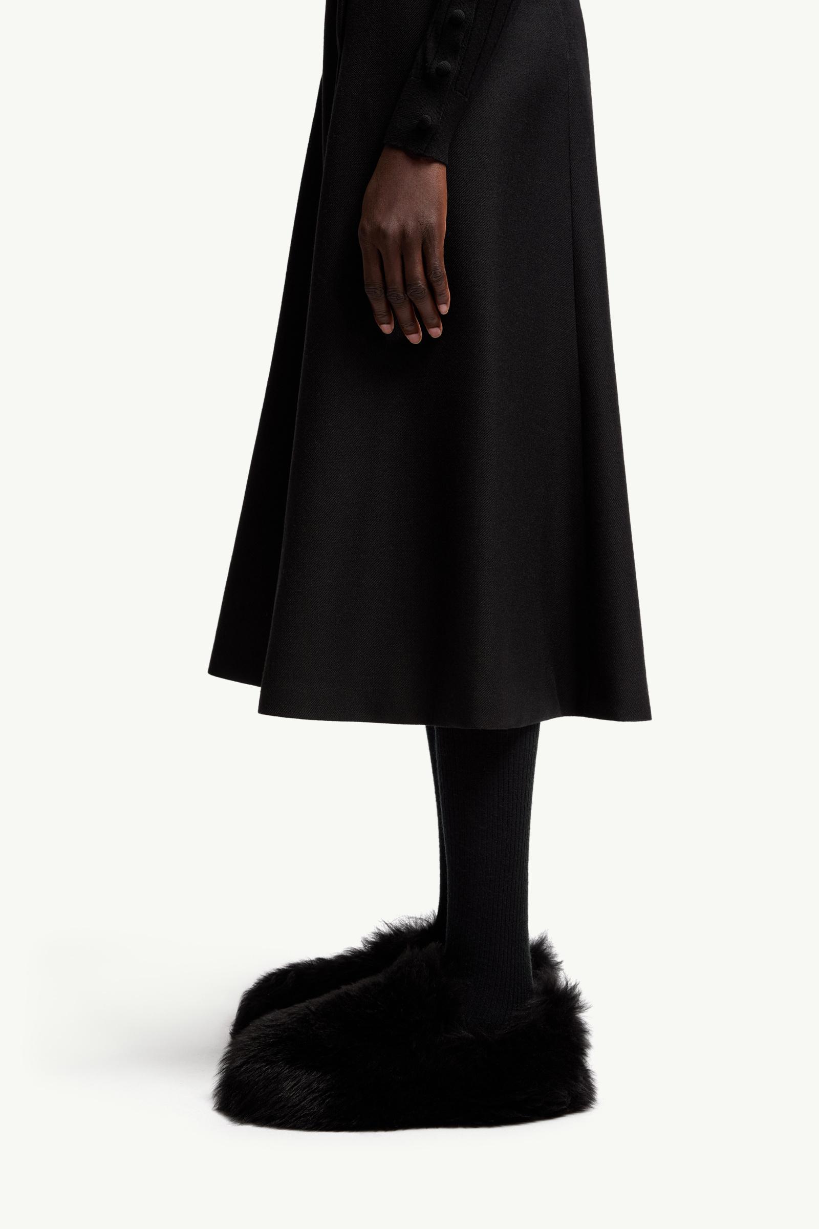 Moncler Mouliné Wool Midi Skirt Black Black