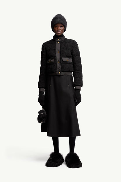 Moncler Mouliné Wool Midi Skirt Black Black