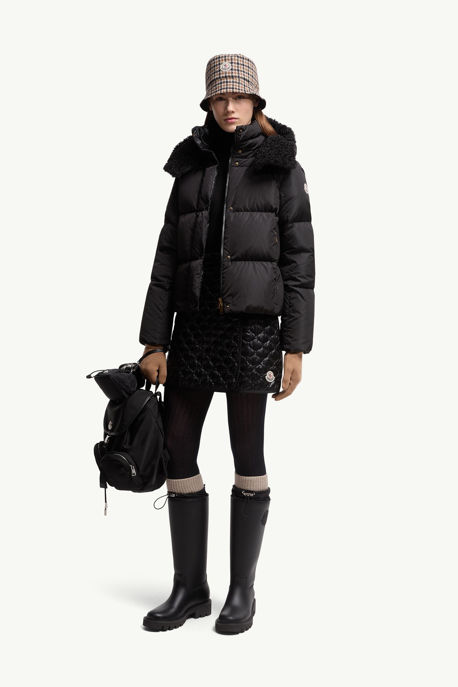 Moncler Square-Quilted Padded Mini Skirt Black Black