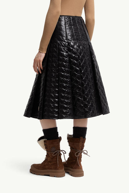 Moncler Square-Quilted Padded Midi Skirt Black Black