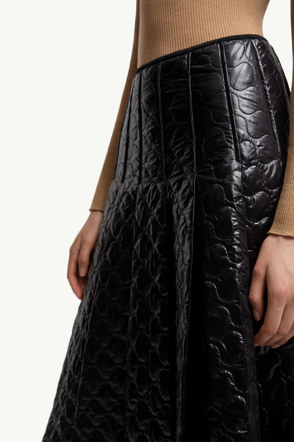 Moncler Square-Quilted Padded Midi Skirt Black Black