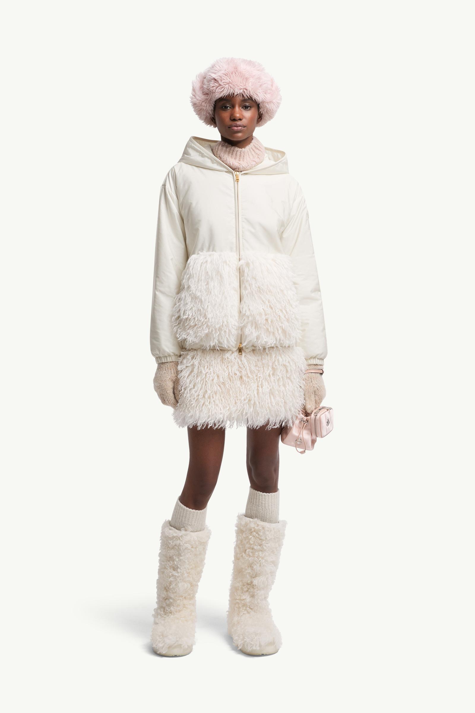 Moncler Teddy-Trimmed Mini Skirt White Ivory White Ivory