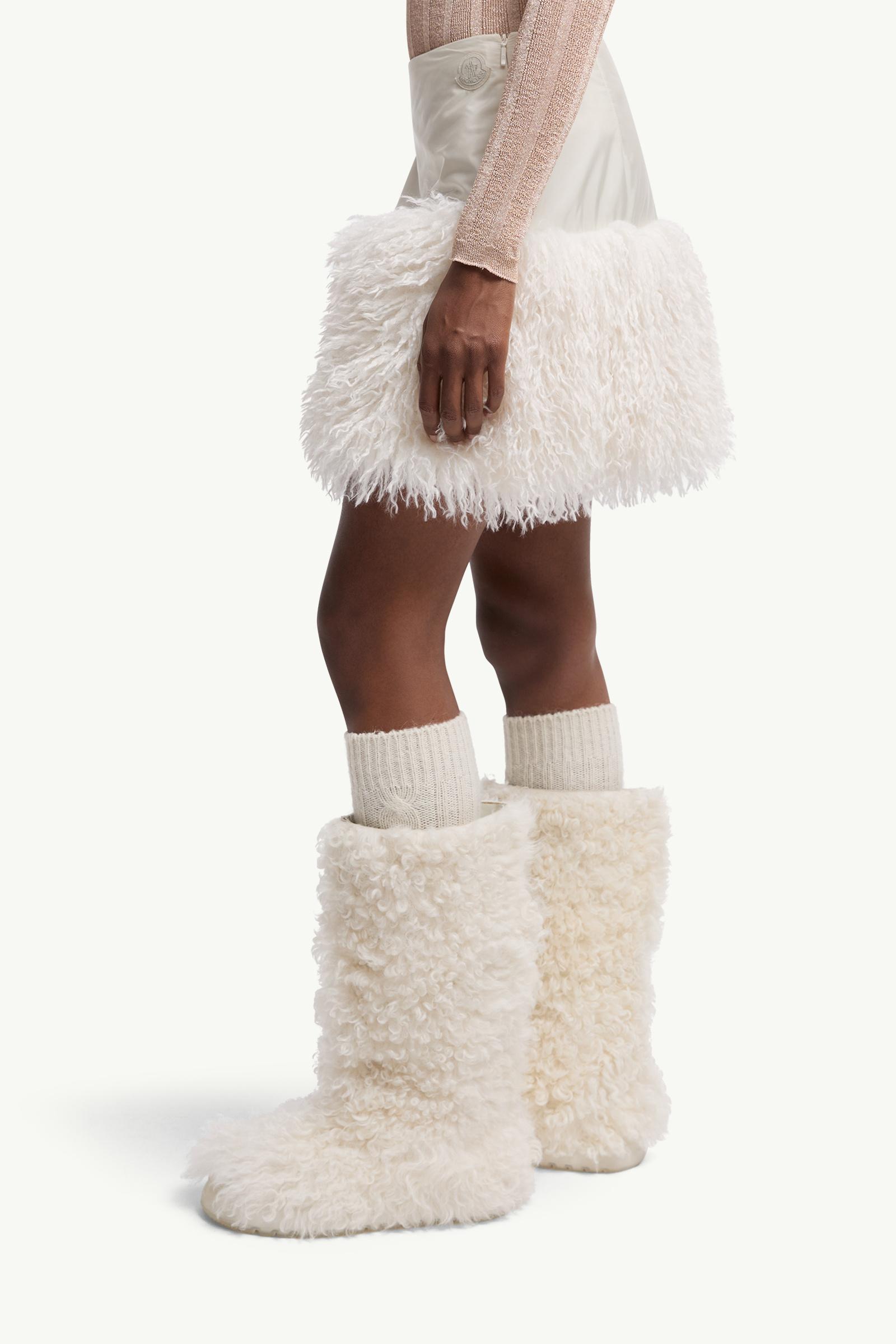 Moncler Teddy-Trimmed Mini Skirt White Ivory White Ivory