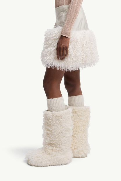 Moncler Teddy-Trimmed Mini Skirt White Ivory White Ivory