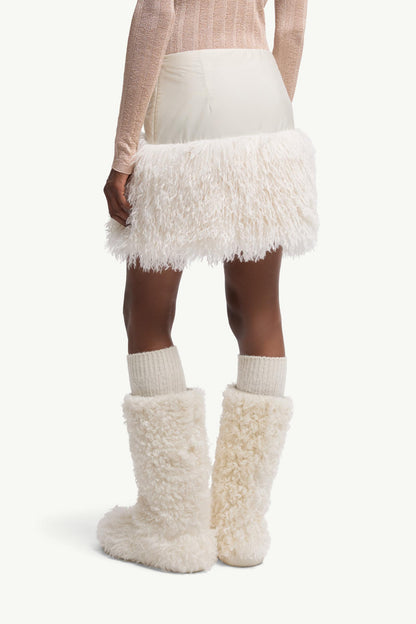 Moncler Teddy-Trimmed Mini Skirt White Ivory White Ivory