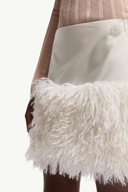 Moncler Teddy-Trimmed Mini Skirt White Ivory White Ivory
