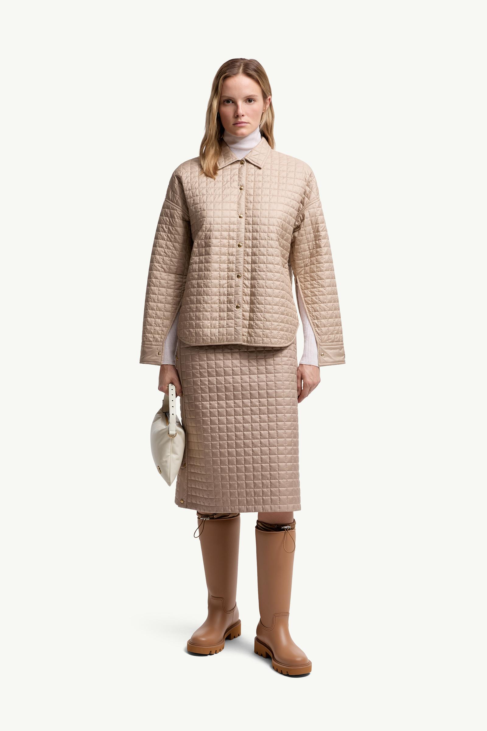 Moncler Square-Quilted Reversible Padded Shirt Beige Beige