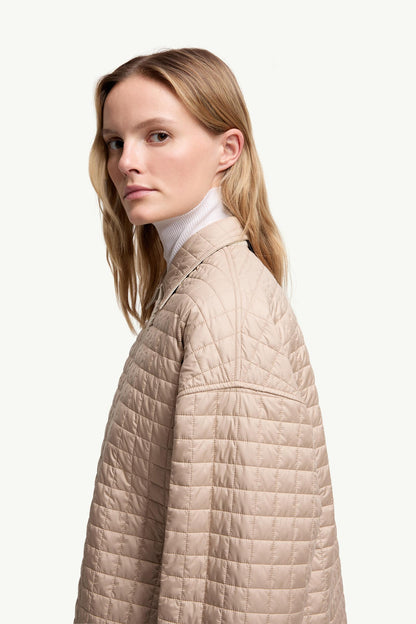 Moncler Square-Quilted Reversible Padded Shirt Beige Beige