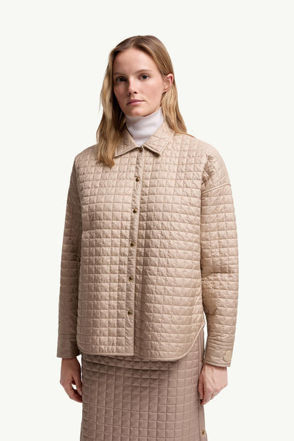 Moncler Square-Quilted Reversible Padded Shirt Beige Beige