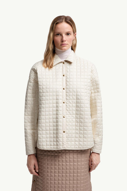 Moncler Square-Quilted Reversible Padded Shirt Beige Beige