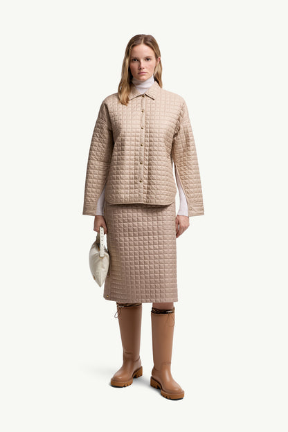 Moncler Square-Quilted Reversible Padded Shirt Beige Beige