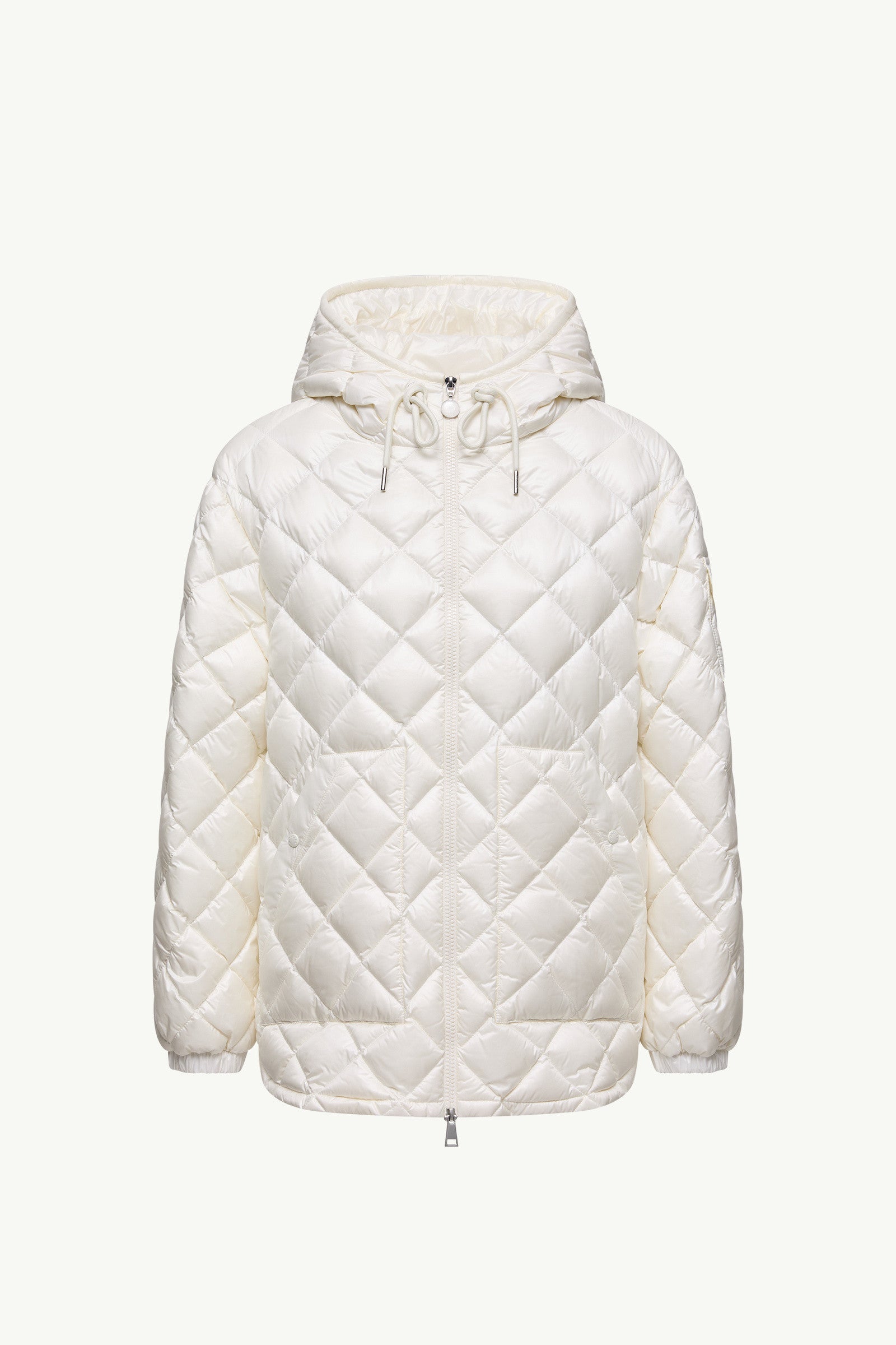 Moncler Diamond-Quilted Hooded Short Down Jacket White White