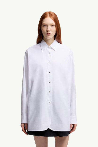 Moncler Oxford Cotton Long Sleeve Shirt White White