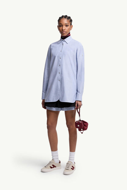 Moncler Oxford Cotton Long Sleeve Shirt Light Blue Light Blue
